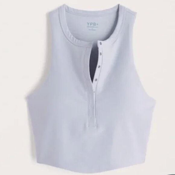 NWT Abercrombie YPB SculptLUX Henley Sleeveless Crop Athletic Top - Picture 1 of 5